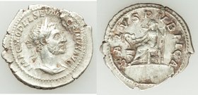 Macrinus (AD 217-218). AR denarius (21mm, 2.45 gm, 6h). VF, flan crack. Rome. IMP C M OPEL SEV MACRINVS AVG, laureate, cuirassed bust of Macrinus righ...