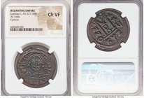 Justinian I the Great (AD 527-565). AE follis or 40 nummi (34mm, 4h). NGC Choice VF. Cyzicus, 2nd officina, Regnal Year 25 (AD 551/2). D N IVSTINI-ANV...