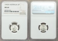 George VI 5-Piece Lot of 3 Pence 1943-D MS64 NGC, Denver mint, KM37. Sold as is, no returns.

HID09801242017