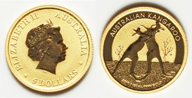Elizabeth II gold Proof "Kangaroo" Prestige Set 2010, 1) 5 Dollars (1/20 oz) 2) 15 Dollars (1/10 oz) 3) 25 Dollars (1/4 oz) 4) 50 Dollars (1/2 oz) 5) ...