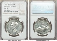 George VI "Pointed 7 - Quadrupled HP" Dollar 1947 AU58 NGC, Royal Canadian mint, KM37. Pointed 7, Quadrupled HP variety. 

HID09801242017