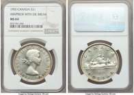 Elizabeth II "Arnprior" Dollar 1955 MS64 NGC, Royal Canadian mint, KM54. Arnprior with 1-1/2 water lines and die break.

HID09801242017