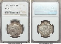 3-Piece Lot of Certified Assorted Issues NGC, 1) George VI 50 Cents 1948 - AU50, Royal Canadian mint, KM45 2) George VI Dollar 1945 - AU53, Royal Cana...