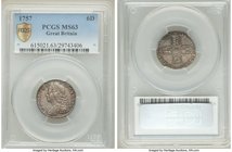 George II 6 Pence 1757 MS63 PCGS, KM582.2, S-3711. Argent and olive toning. 

HID09801242017