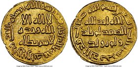 Umayyad. temp. al-Walid I (AH 86-96 / AD 705-715) gold Dinar AH 93 (AD 711/2) MS63 NGC, No mint (likely Damascus), A-127. 19mm. 4.29gm. Comes with Ste...