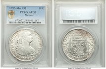 Charles IV 8 Reales 1795 Mo-FM AU53 PCGS, Mexico City mint, KM109. Bold portrait mostly white fields. 

HID09801242017