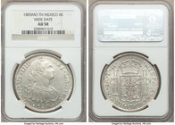 Charles IV 8 Reales 1805 Mo-TH AU58 NGC, Mexico City mint, KM109. Variety with wide date. Well struck with nice luster, a bit of rub surely the result...