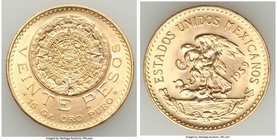 Estados Unidos gold Restrike 20 Pesos 1959 UNC, KM478. Aztec calendar stone issue. Superior luster. AGW 0.4823 oz.

HID09801242017