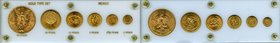 Estados Unidos 6-Piece gold Type Set UNC, 1) 2 Pesos 1945-Mo - Mexico City mint, KM461. AGW 0.0482 oz 2) 2-1/2 Pesos 1945-M - Mexico City mint, KM463....