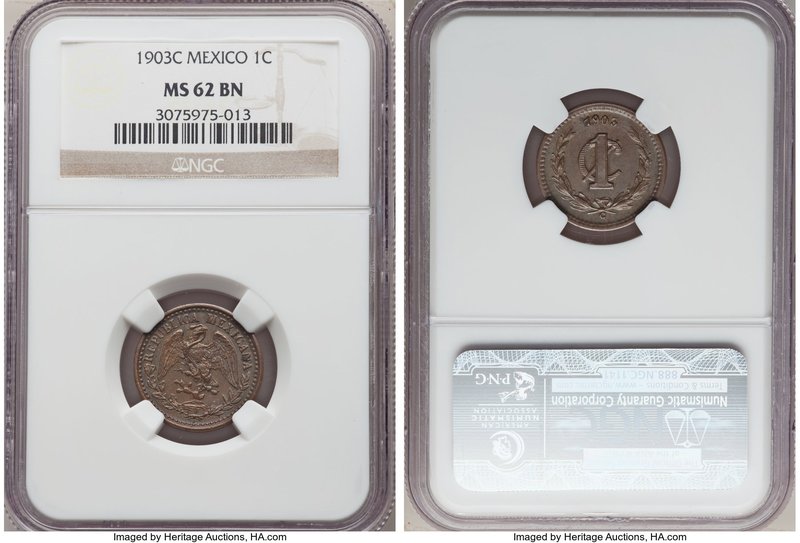 Pair of Certified Assorted Centavos NGC, 1) Republic Centavo 1903-C - MS62 Brown...