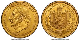 Nicholas I gold 10 Perpera 1910 MS61 PCGS, KM9. One year type laureate head variety. Issued for the 50th year of his reign. 

HID09801242017