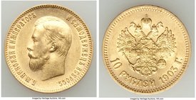 Nicholas II gold 10 Roubles 1903-AP UNC St. Petersburg mint, KM-Y64. AGW 0.2489 oz.

HID09801242017