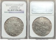 Brabant. Philip IV Patagon 1646 AU Details (Surface Hairlines) NGC, Antwerp mint, KM53.1, Dav-4462. Argent and taupe toning. 

HID09801242017