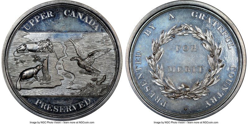 "War of 1812-1815 Reward for Merit" silver Medal ND (c. 1817) MS64 NGC, LeRoux-8...
