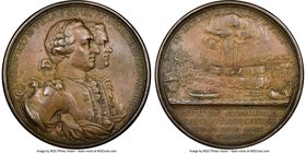Don Luis de Velasco & Vincenzo Gonzales bronze "Capture of Morro Castle" Medal 1763 AU53 Brown NGC, Betts-443, Medina-12, Eimer-704. 49mm. By T.F. Pri...