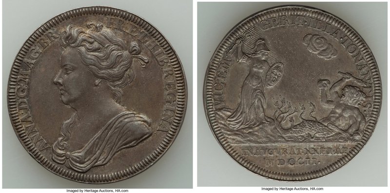 Anne silver "Coronation" Medal 1702 AU, MI-228/4, Eimer-390. 35mm. 14.80gm. 

HI...