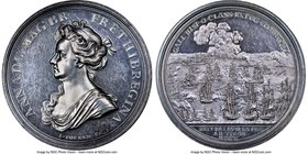 Anne silver "Expedition to Vigo Bay" Medal 1702 MS62 NGC, Betts-96, MI-237-20. 43mm. The obverse displays a lovely portrait of Queen Anne while the re...