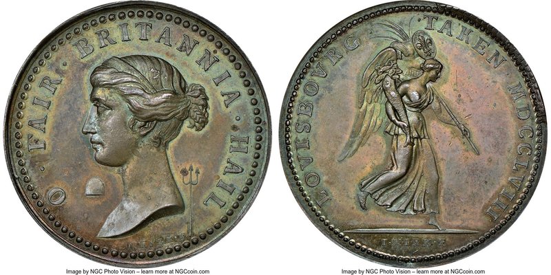"Capture of Belle Isle" bronze Medal 1758 MS63 Brown NGC, BHM-70. 41mm.

HID0980...