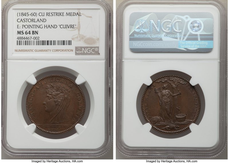 "Castorland" copper Restrike Medal ND (1845-1860) MS64 Brown NGC, 32mm. E: Point...