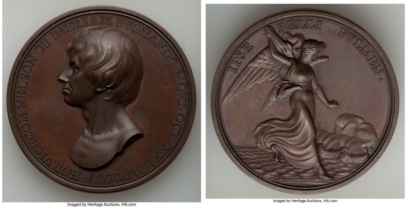 "Battle of Trafalgar - Death of Nelson" bronze Medal 1805 UNC, BHM-577, Eimer-95...