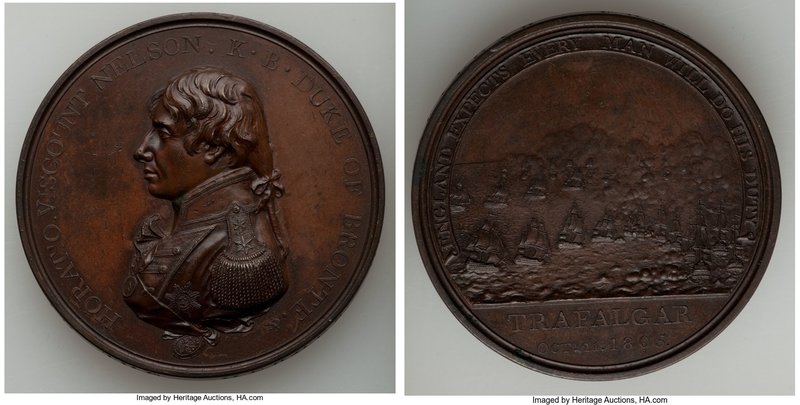 "Lord Nelson - Battle of Trafalgar" copper Medal 1805 UNC, MH-493, BHM-584. 49mm...