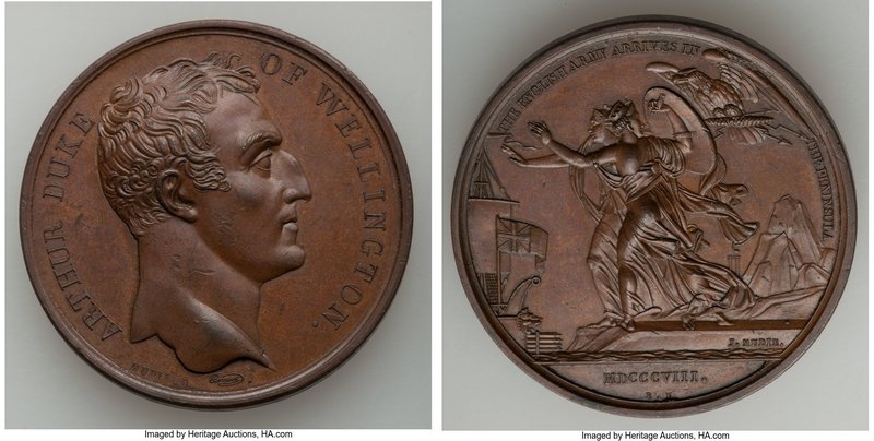 "Arthur Duke of Wellington - Arrival of the English Army" bronze Medal 1808 UNC,...