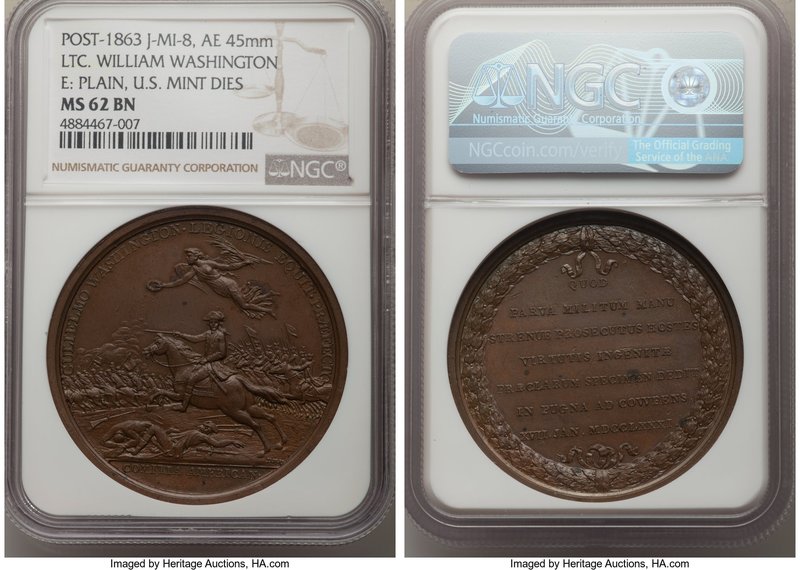"The Battle of Cowpen - Ltc. William Washington" bronze Medal 1781-Dated (Post 1...