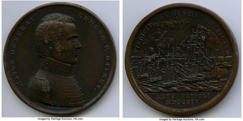 "Major General Gaines - Battle of Erie" bronze Medal 1814-Dated (Post 1884) XF, ...