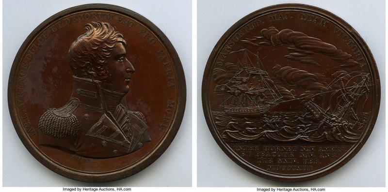 "Captain James Lawrence" bronze Medal 1813 UNC, Julian-NA-14. 65mm. 142.88gm. 

...