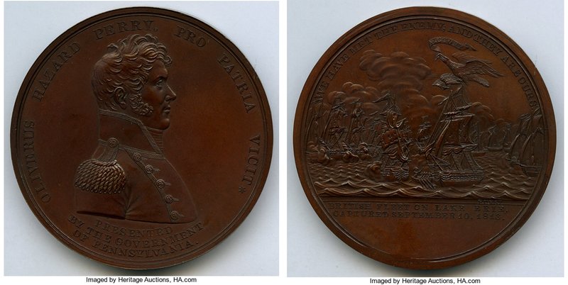 "Master Commandant Oliver H. Perry" bronzed-copper Medal 1813 UNC, Julian-NA-19....