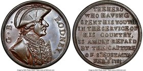 "G. B. Rodney - Capture of St. Eustatia" bronze Medal 1781-Dated MS63 Brown NGC, Betts-579. 35mm. 

HID09801242017