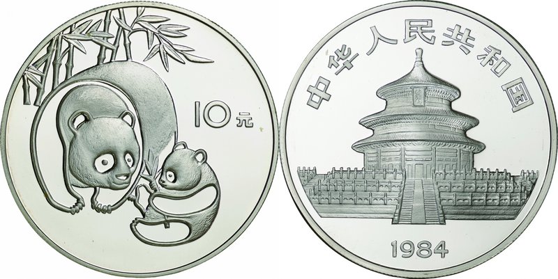 China; Panda Silver Proof 10 Yuan. 1984. . Proof. 27.00g. 0.9. 38.60mm. KM87 No ...