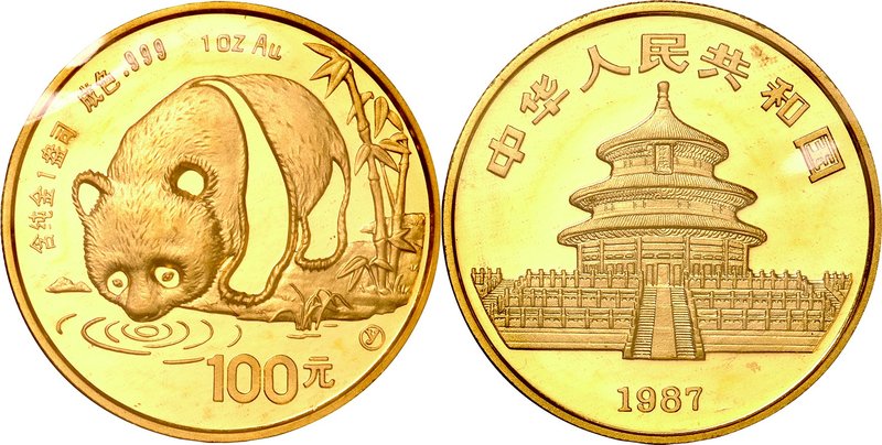 China; Panda 1oz Gold 100 Yuan. 1987. . UNC. . . . KM166