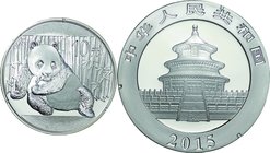 China; Panda Silver 10 Yuan. 2015. . UNC. 31.10g. 0.999. 40.00mm.