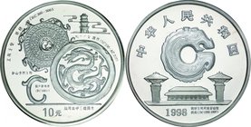 China; Dragon Culture Silver 10 Yuan. 1998. . UNC. 31.10g. 0.999. 40.00mm. KM1162