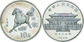 China; Year of the Horse Silver Proof 10 Yuan. 1990. . Proof. 15.00g. 0.9. 33.00mm. KM282