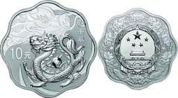 China; Year of the Dragon Scalloped Silver Proof 10 Yuan. 2012. . Proof. 31.10g. 0.999. 40.00mm. KM2021