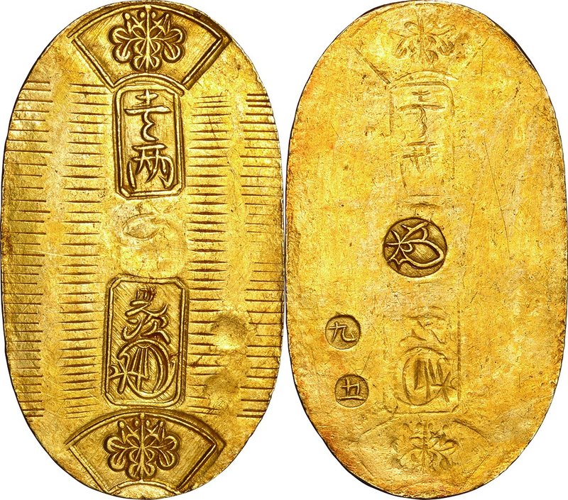 Japan; Man-en Koban Kin (Hina-Koban) Gold JNDA09-23. 1860. . EF. 3.30g. . .