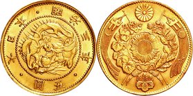 Japan; Old type 5 Yen Gold JNDA01-3. 1870. . UNC. 8.33g. 0.9. 23.84mm.