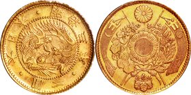 Japan; Old type 2 Yen Gold JNDA01-4. 1870. . UNC. 3.33g. 0.9. 17.48mm.