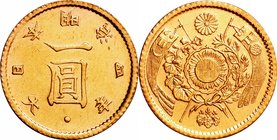 Japan; Old type 2 Yen Gold JNDA01-4 Late Variety. 1871. . EF. 1.67g. 0.9. 13.51mm.