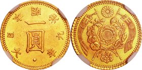 Japan; Old type 1 Yen Gold Reduced JNDA01-5A Rare Date. 1876. NGC MS63. UNC-. 1.67g. 0.9. 12.12mm. Rare