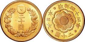 Japan; New type 20 Yen Gold JNDA01-6. 1911. . UNC. 16.67g. 0.9. 28.78mm.