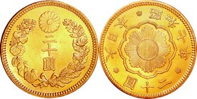 Japan; New type 20 Yen Gold JNDA01-6. 1932. . UNC-. 16.67g. 0.9. 28.78mm. Extremely Rare