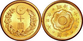 Japan; New type 10 Yen Gold JNDA01-7. 1903. . FDC. 8.33g. 0.9. 21.21mm.
