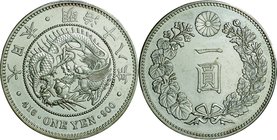 Japan; New type 1 Yen Silver Large size JNDA01-10. 1885. . Prooflike UNC. 26.96g. 0.9. 38.60mm.