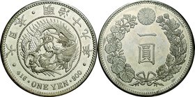 Japan; New type 1 Yen Silver Large size JNDA01-10 Early Variety. 1886. . UNC. 26.96g. 0.9. 38.60mm.