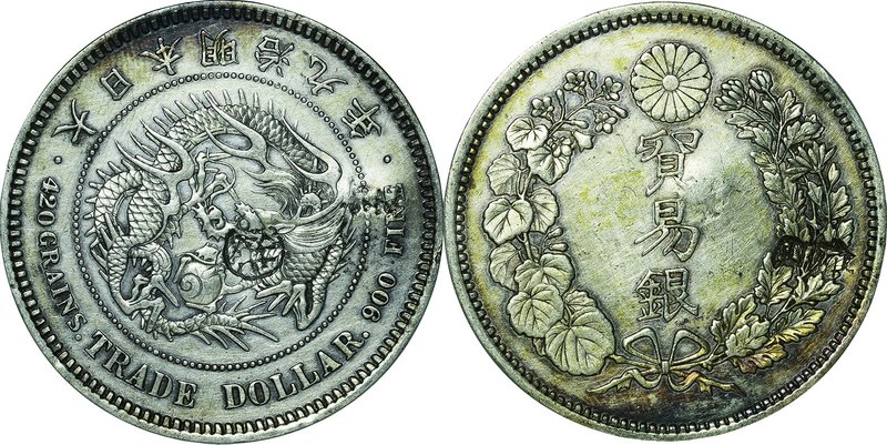 Japan; Trade Dollar Silver JNDA01-12. 1876. PCGS Genuine (ChopMark-XF Details). ...