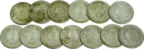 Japan; Rising Sun 50 Sen Silver JNDA01-15 13-Coin Complete Year. 1906. . F-EF . 10.13g. 0.8. 27.27mm. Discolored
