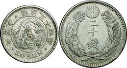 Japan; Dragon 20 Sen Silver JNDA01-21 Rare Date. 1901. . AU. 5.39g. 0.8. 23.50mm.